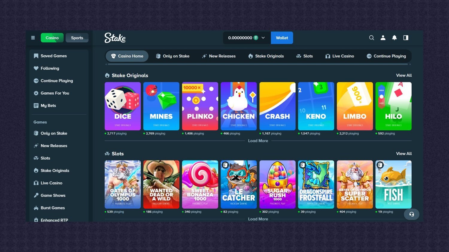 Stake.us website screenshot